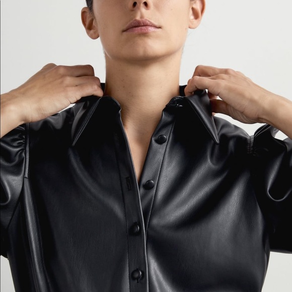 NWT ZARA🖤Vegan Leather Blouse - Picture 5 of 7